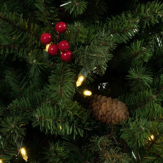 5ft. Pre-Lit Potted Mixed Berry Pine Artificial Christmas Tree, White LED Lights